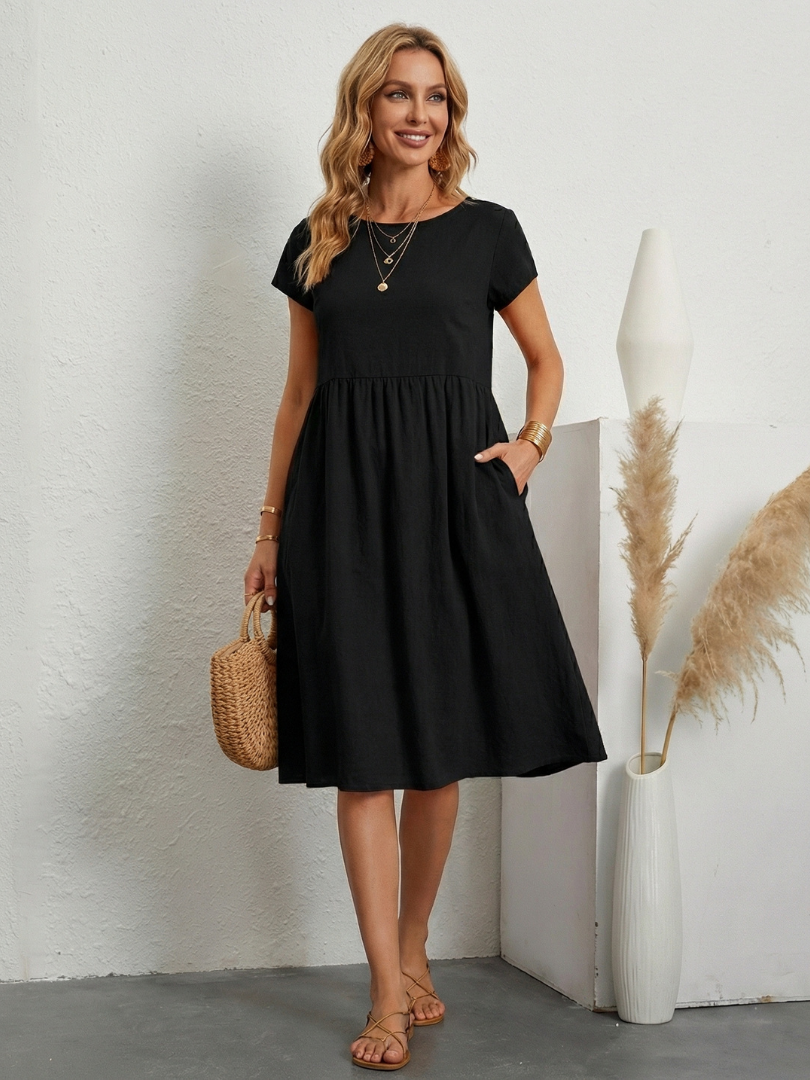 Lillian | Short Sleeve Knee Length Pocket Dress