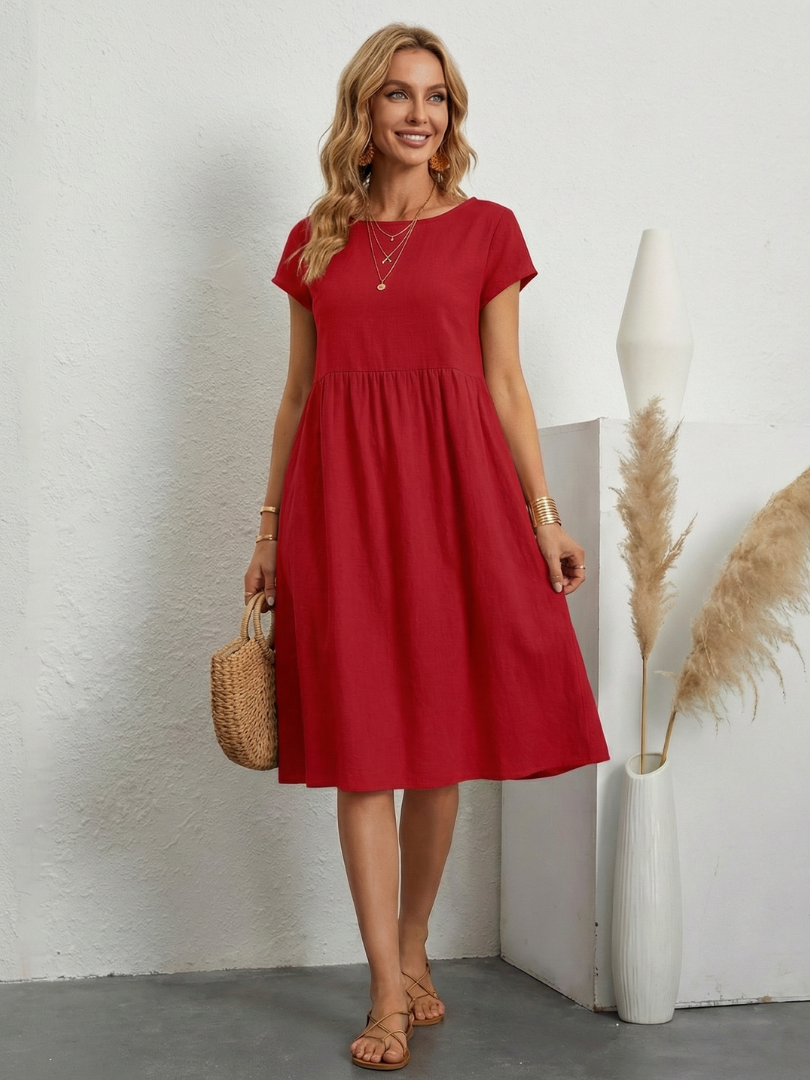Lillian | Short Sleeve Knee Length Pocket Dress