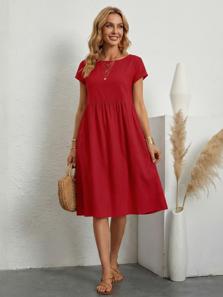 Lillian | Short Sleeve Knee Length Pocket Dress
