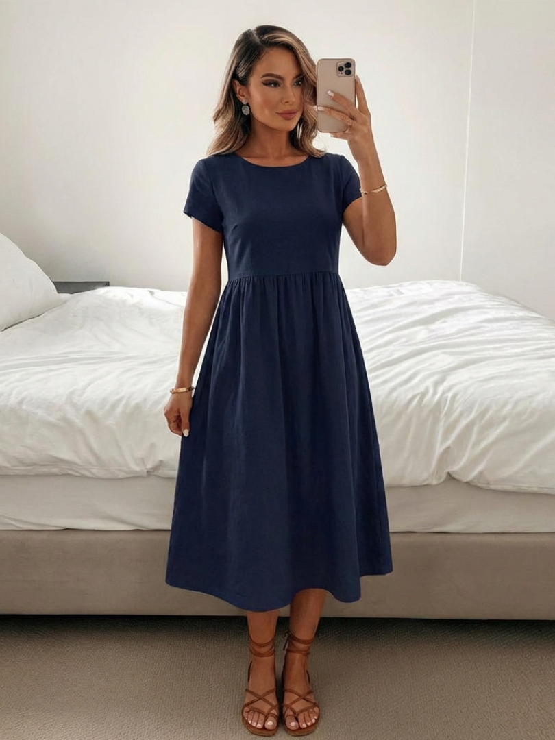 Lillian | Short Sleeve Knee Length Pocket Dress
