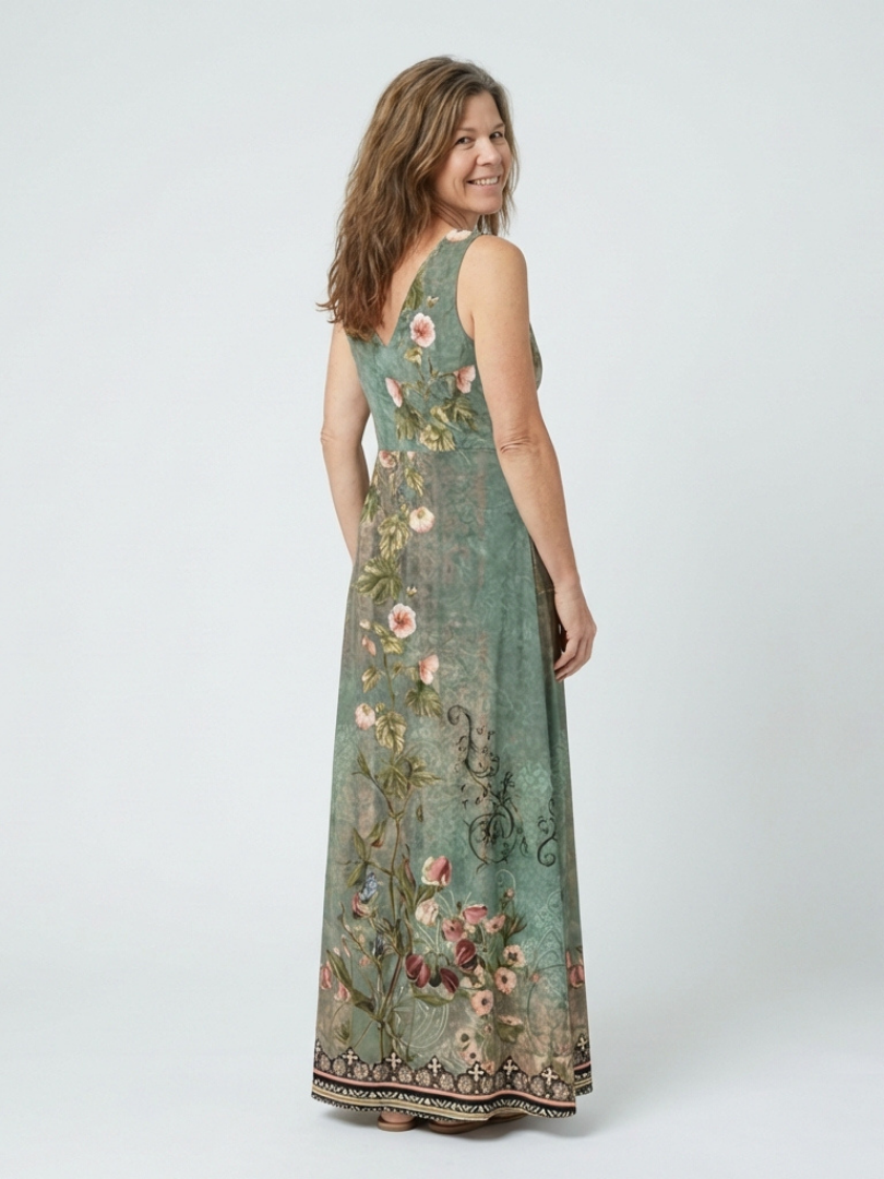 Seraphina | Sleeveless V Neck Floral Maxi Dress