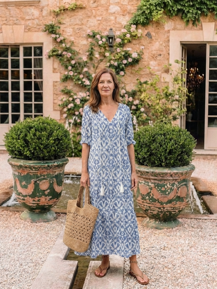 Lillian | Floral V Neck Short Sleeve Midi Dress