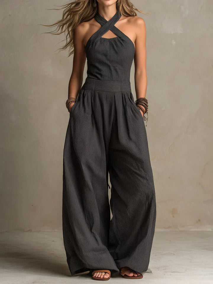 Isabella | Fluid Long Jumpsuit with Halter Neck