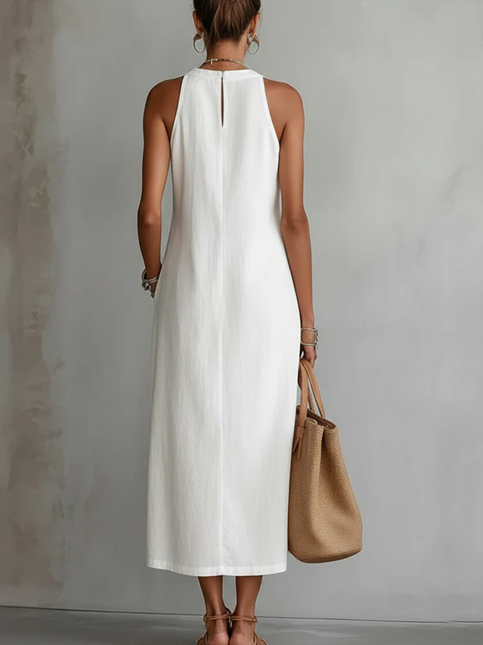 Julie | Sleeveless Lace Detail Midi Dress