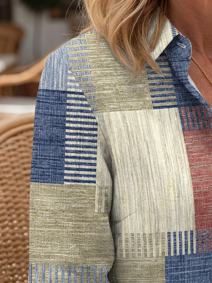 Aurelia | Patchwork Button Front Shirt Dress