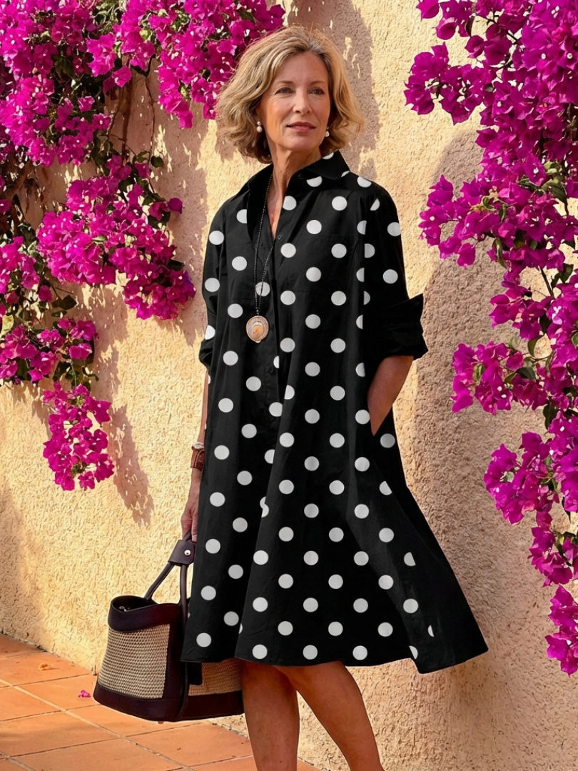 Evelyn | Button Front Collared Midi Shirt Dress