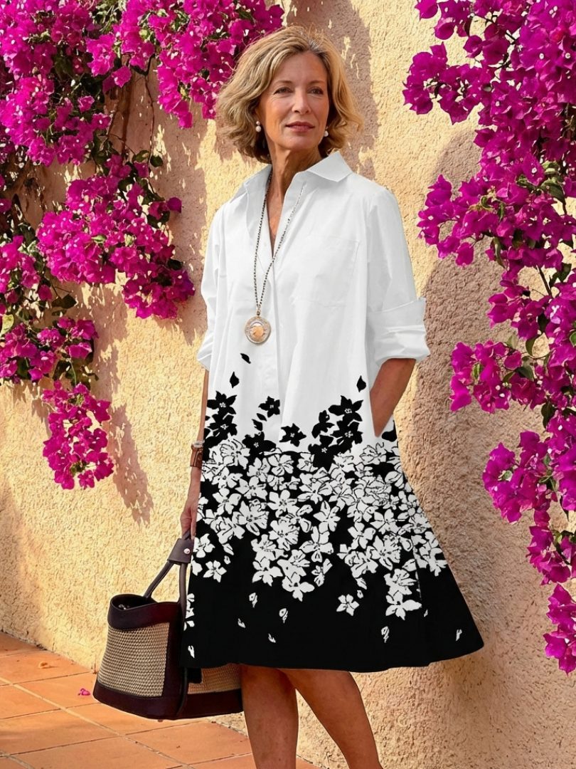 Evelyn | Button Front Collared Midi Shirt Dress