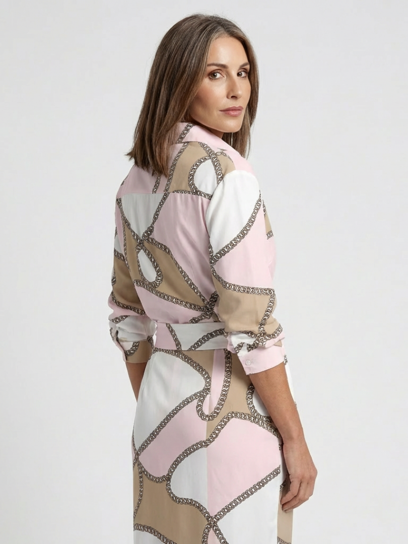 Nadine | Long Sleeve Printed Midi Wrap Dress