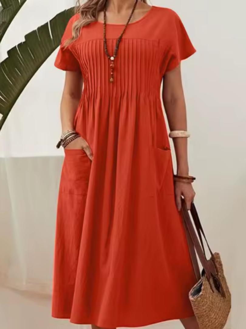 Avelisse | Pleated Bodice Midi Dress