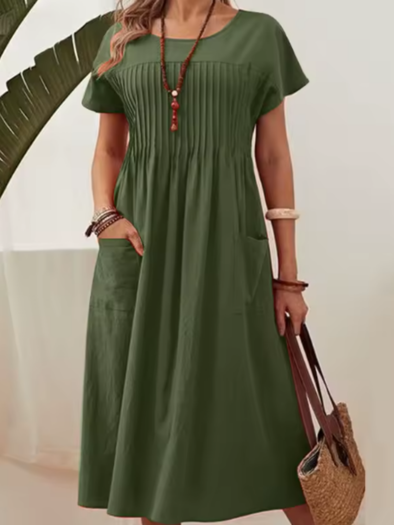 Avelisse | Pleated Bodice Midi Dress