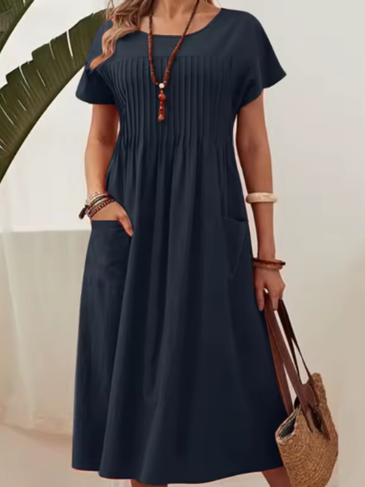 Avelisse | Pleated Bodice Midi Dress