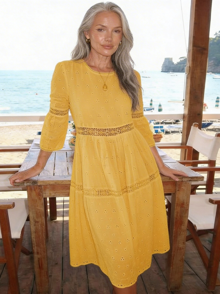 Maristelle | Embroidered Cotton Midi Dress