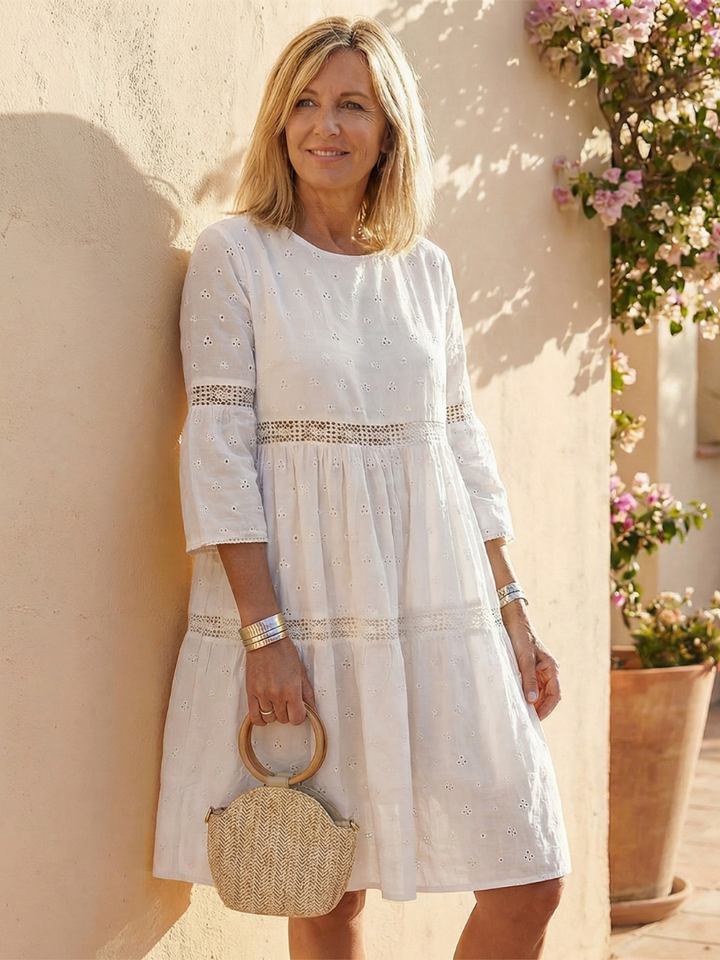 Maristelle | Embroidered Cotton Midi Dress